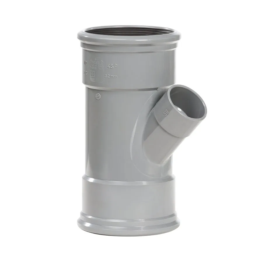 PVC Reduzier-T-Stück 45° 125x40mm SN4 2xM/1xL