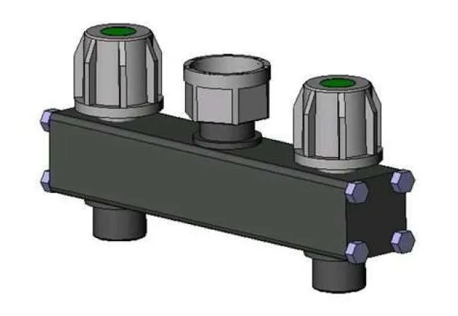 LEV Manifold Verteiler Obereingang 2-Wege mit Absperrhahn