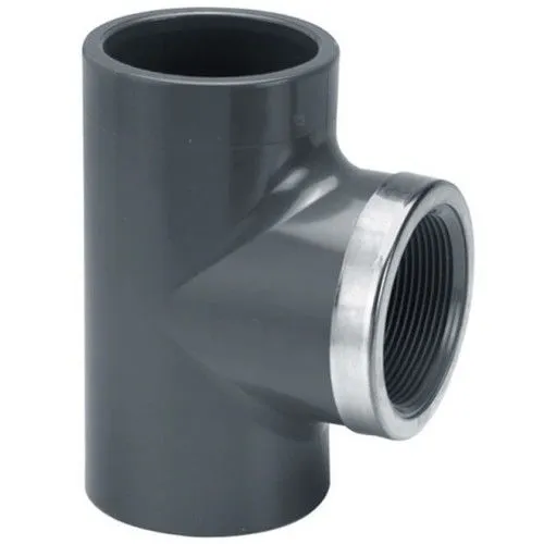 VDL PVC T-Stück 90 Grad 40 mm x 1 1/4" bi.dr. PN16 mit RVS-Ring