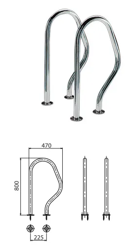 AstralPool Edelstahl Haltegriffe 470x800 mm - Flanschbefestigung
