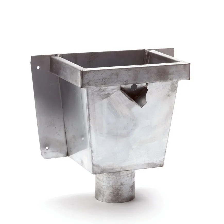Zink-Auffangbehälter, quadratisch, 100 mm (Keil)