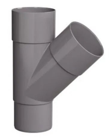 PVC HWA T-Stück 45° 70mm 2xM/V