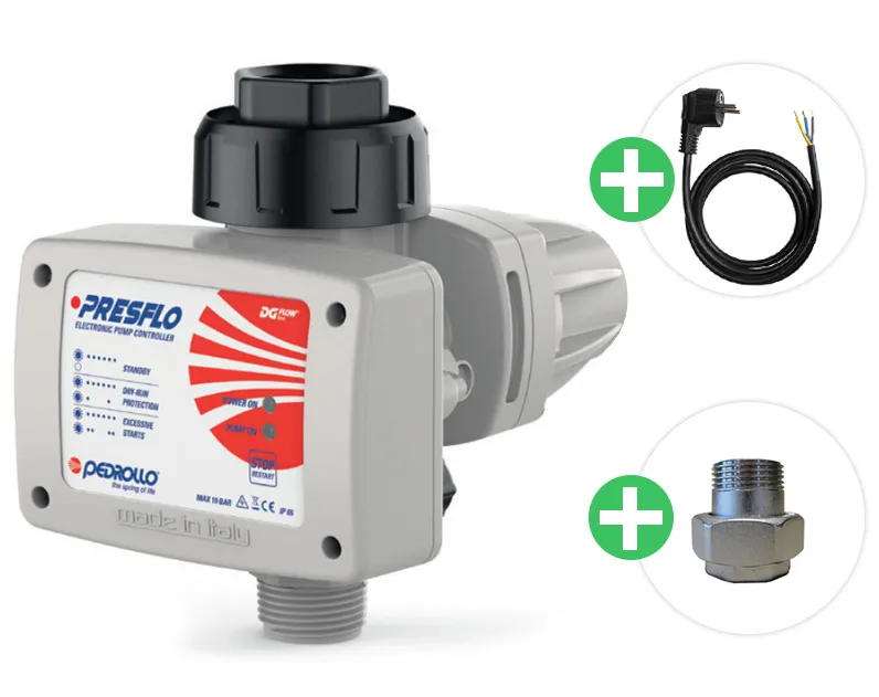 Pedrollo Presflo PF1215 Druckregler 2 PS / 1,5 kW mit Kabel & Kupplung